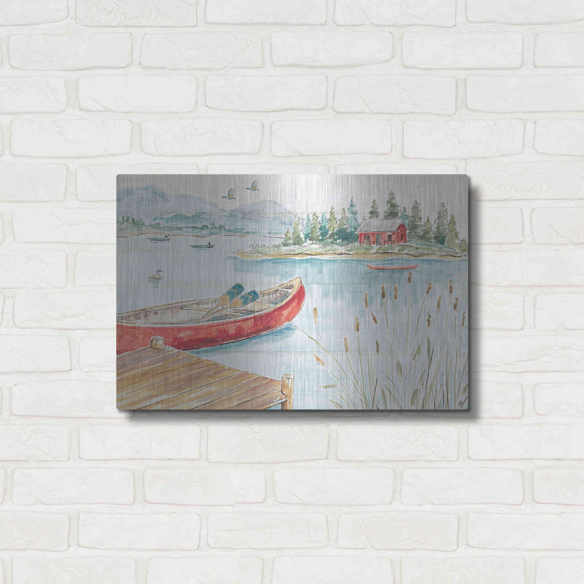 Luxe Metal Art 'Lake Moments I' by Daphne Brissonet, Metal Wall Art,24x16