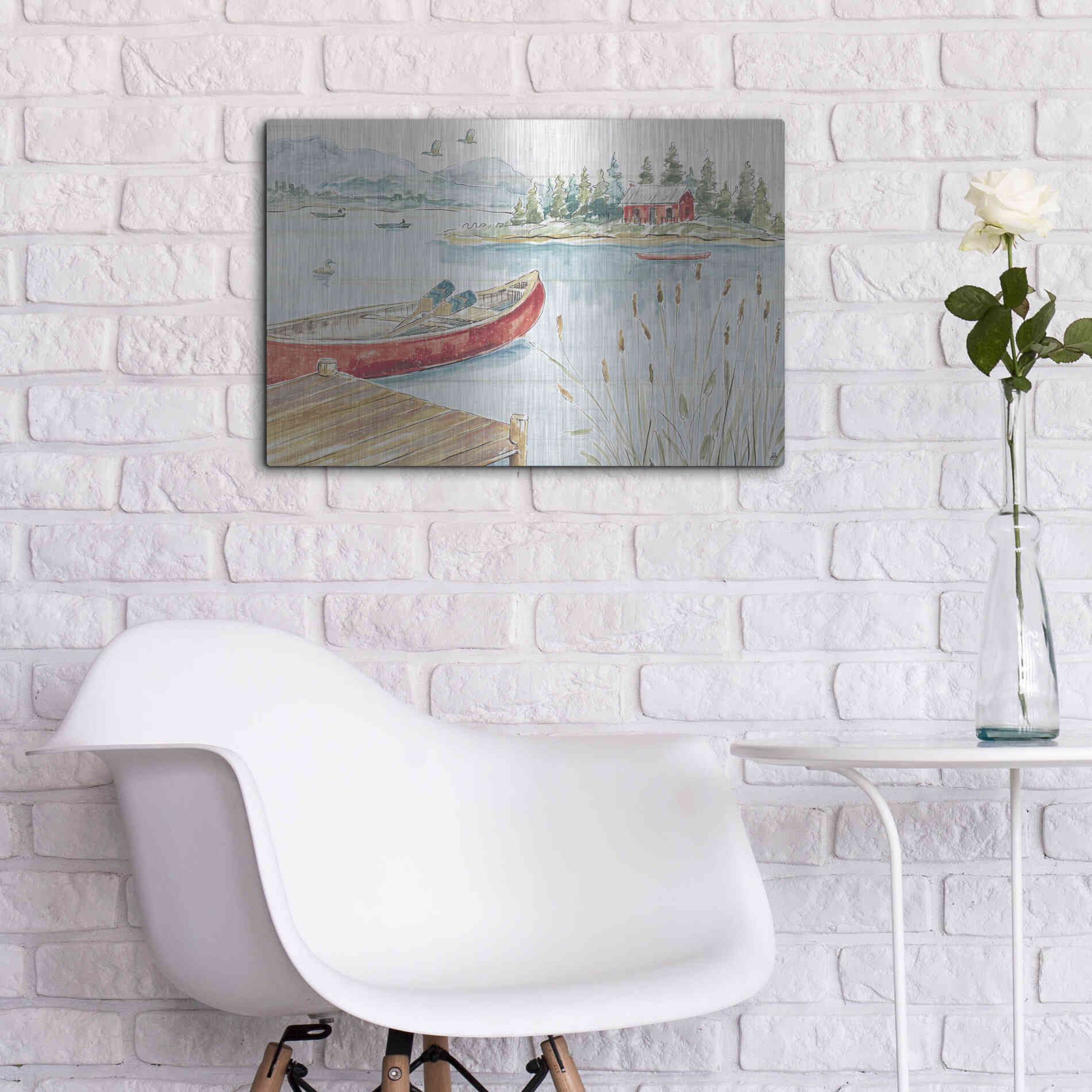 Luxe Metal Art 'Lake Moments I' by Daphne Brissonet, Metal Wall Art,24x16