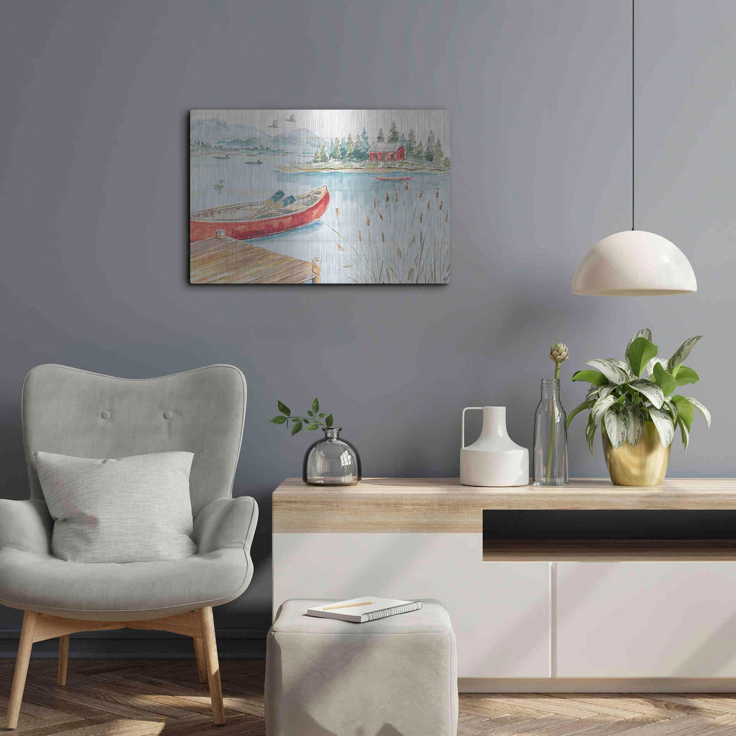 Luxe Metal Art 'Lake Moments I' by Daphne Brissonet, Metal Wall Art,24x16