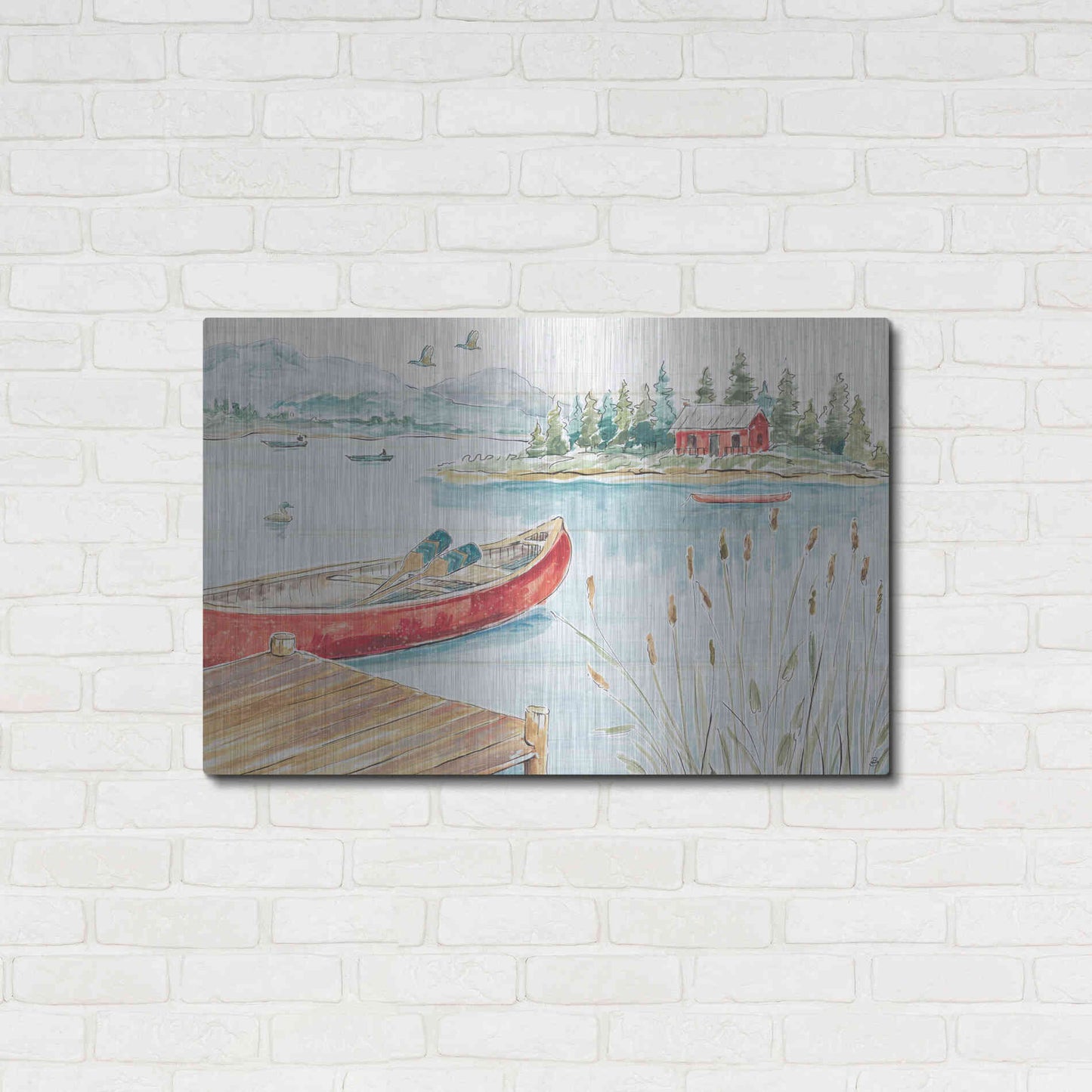 Luxe Metal Art 'Lake Moments I' by Daphne Brissonet, Metal Wall Art,36x24