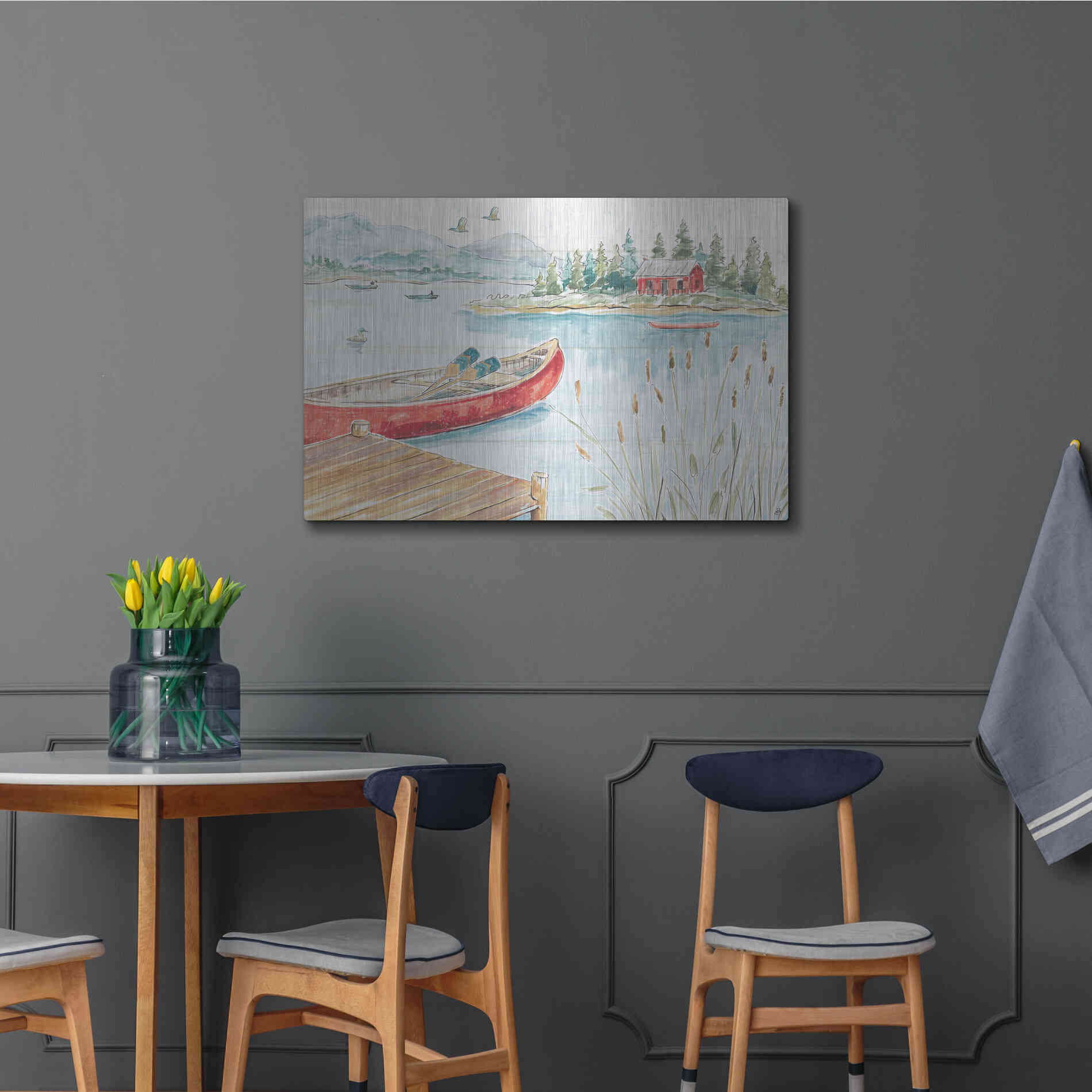 Luxe Metal Art 'Lake Moments I' by Daphne Brissonet, Metal Wall Art,36x24