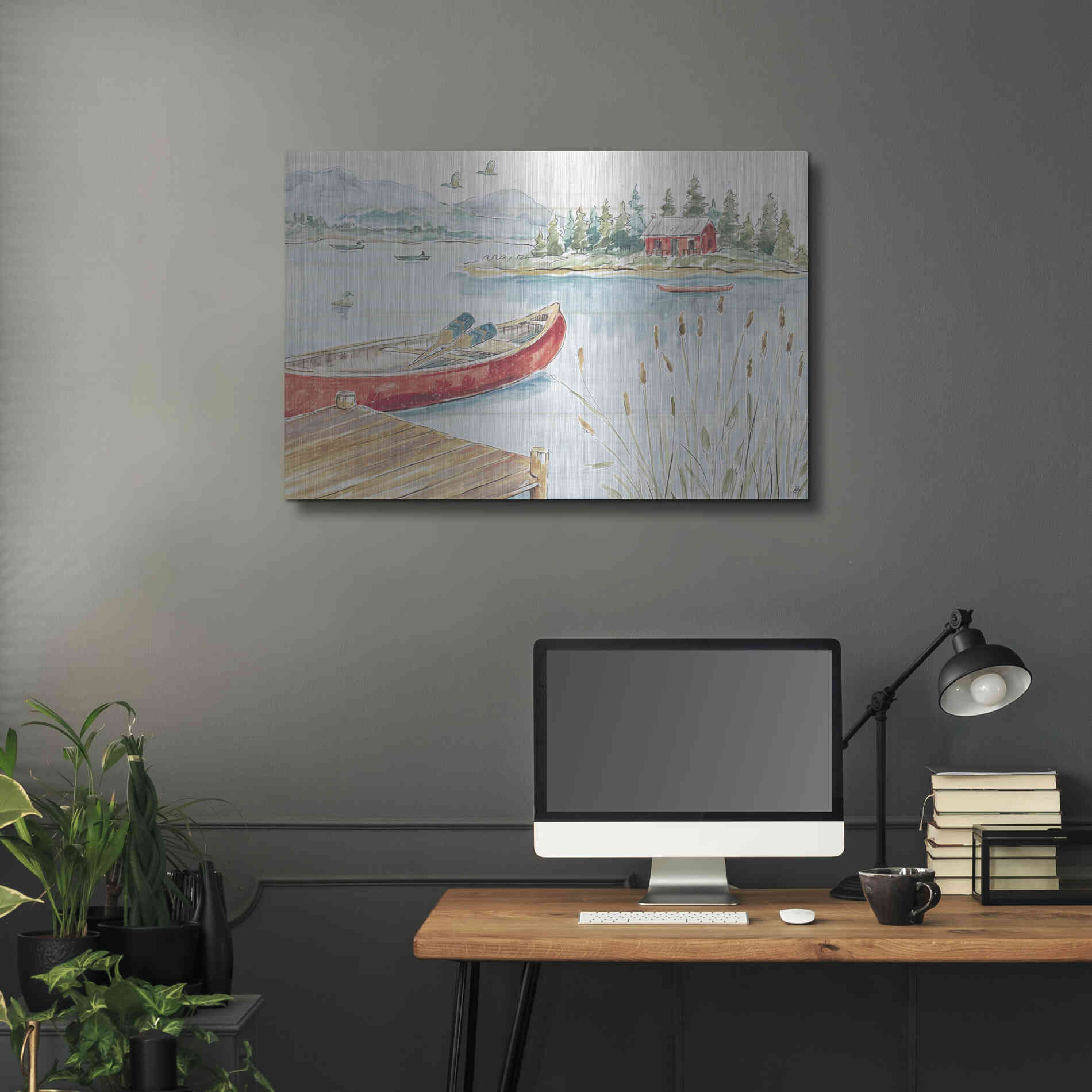 Luxe Metal Art 'Lake Moments I' by Daphne Brissonet, Metal Wall Art,36x24