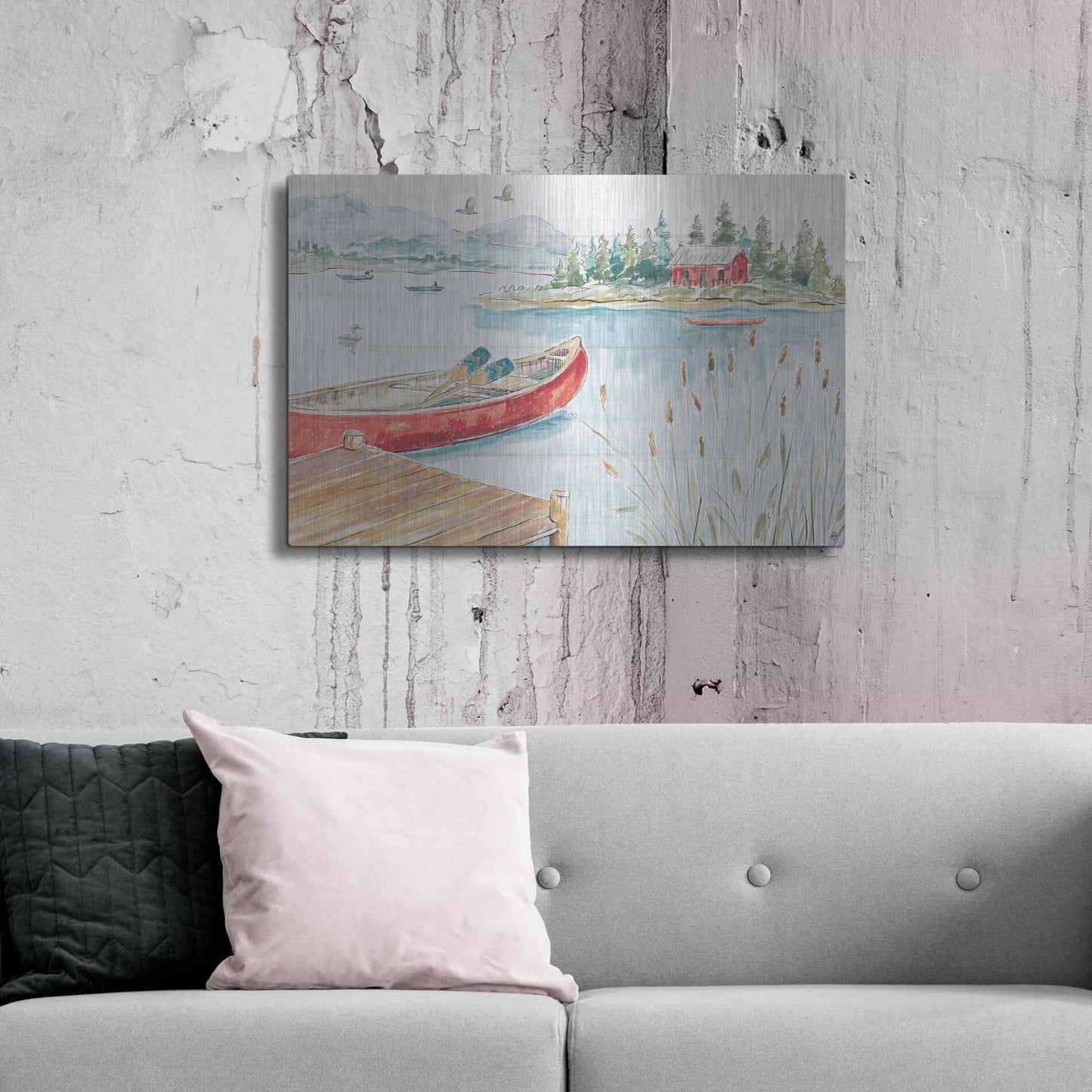 Luxe Metal Art 'Lake Moments I' by Daphne Brissonet, Metal Wall Art,36x24