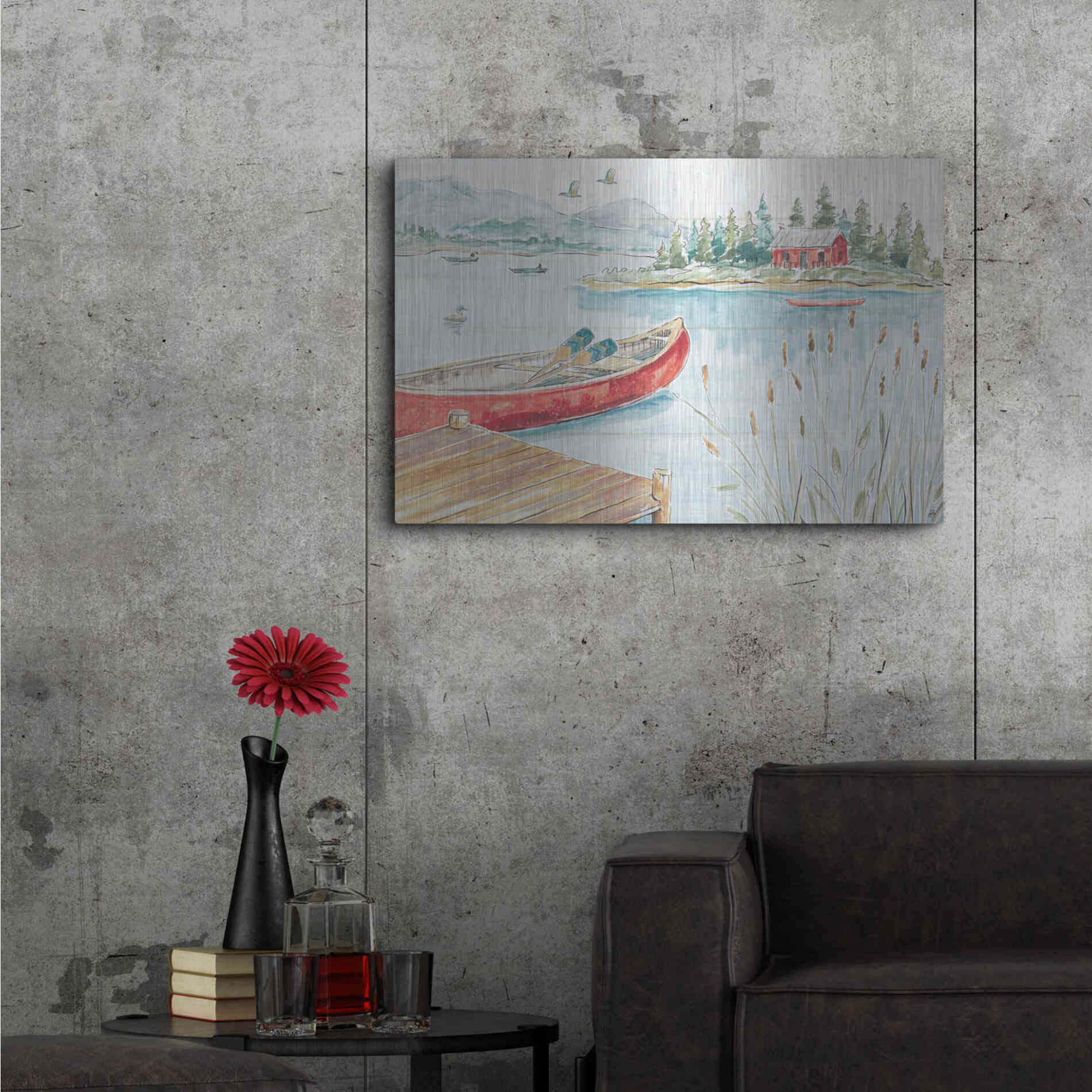 Luxe Metal Art 'Lake Moments I' by Daphne Brissonet, Metal Wall Art,36x24