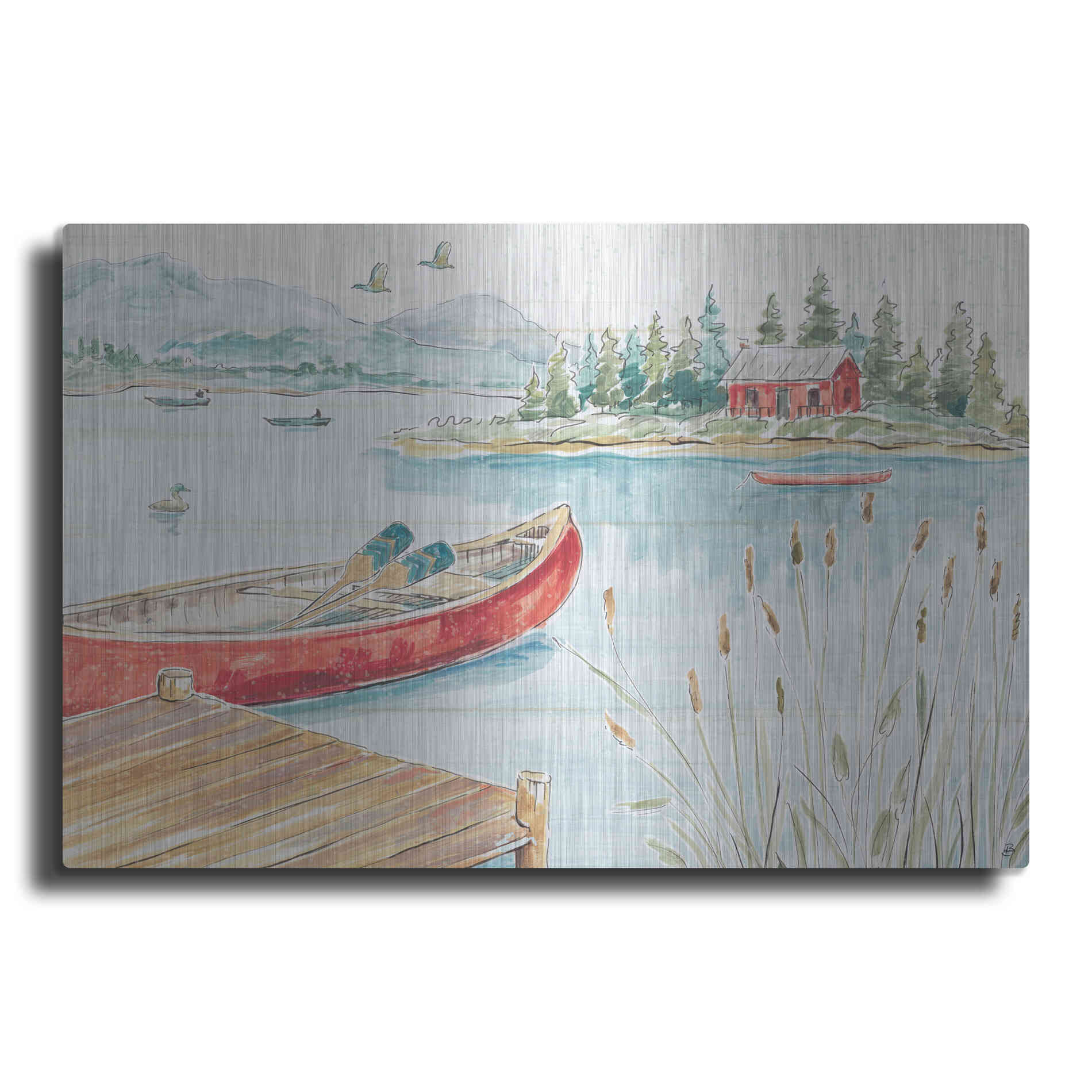 Luxe Metal Art 'Lake Moments I' by Daphne Brissonet, Metal Wall Art