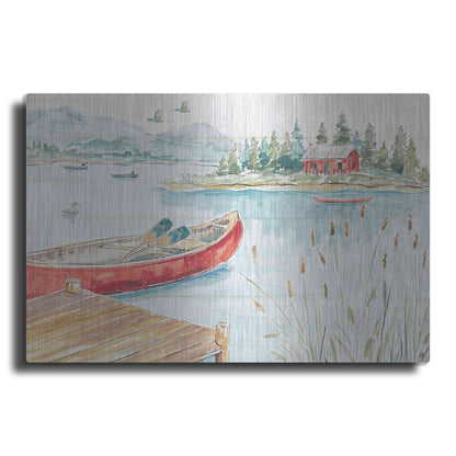 Luxe Metal Art 'Lake Moments I' by Daphne Brissonet, Metal Wall Art