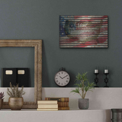 Luxe Metal Art 'I Stand American Flag on Metal' by Cindy Jacobs, Metal Wall Art,16x12