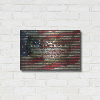 Luxe Metal Art 'I Stand American Flag on Metal' by Cindy Jacobs, Metal Wall Art,24x16