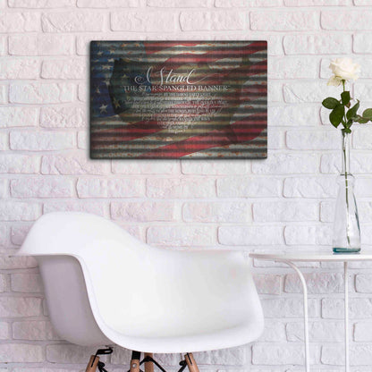 Luxe Metal Art 'I Stand American Flag on Metal' by Cindy Jacobs, Metal Wall Art,24x16