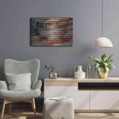 Luxe Metal Art 'I Stand American Flag on Metal' by Cindy Jacobs, Metal Wall Art,24x16