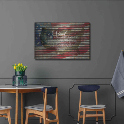 Luxe Metal Art 'I Stand American Flag on Metal' by Cindy Jacobs, Metal Wall Art,36x24