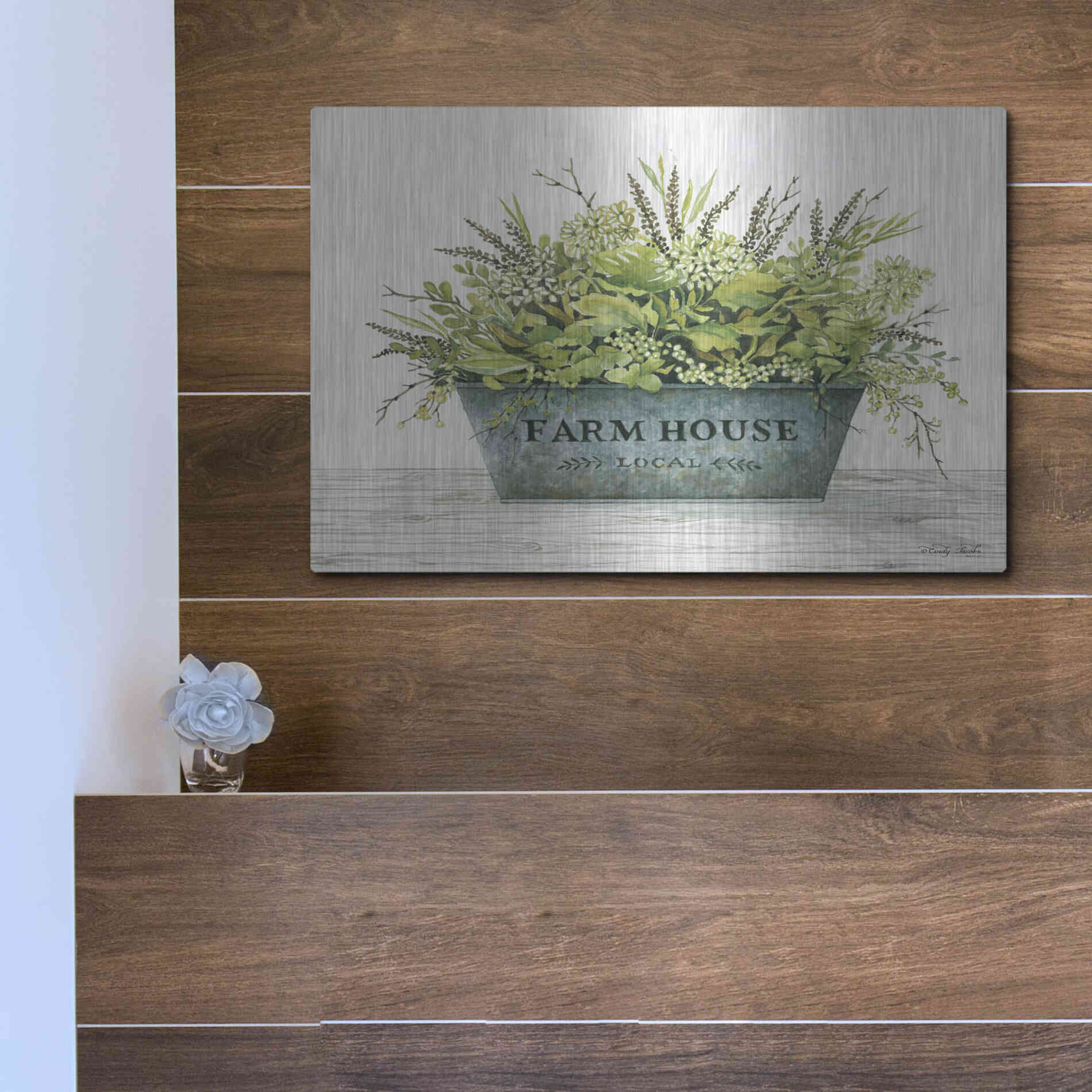 Luxe Metal Art 'Farmhouse Local' by Cindy Jacobs, Metal Wall Art,16x12