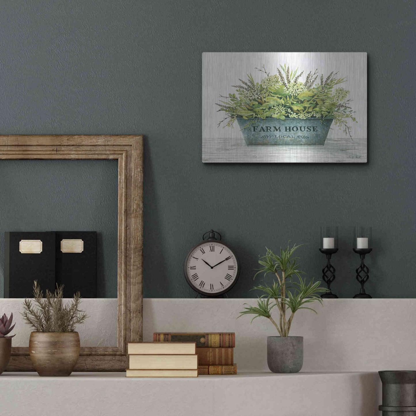 Luxe Metal Art 'Farmhouse Local' by Cindy Jacobs, Metal Wall Art,16x12