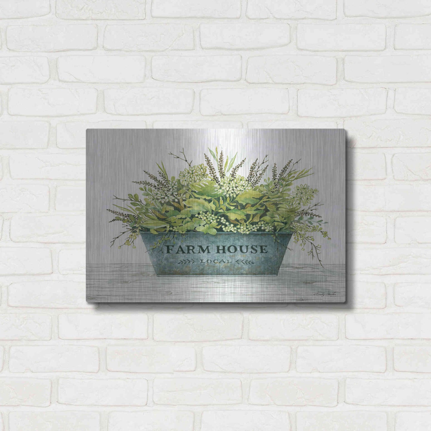 Luxe Metal Art 'Farmhouse Local' by Cindy Jacobs, Metal Wall Art,24x16