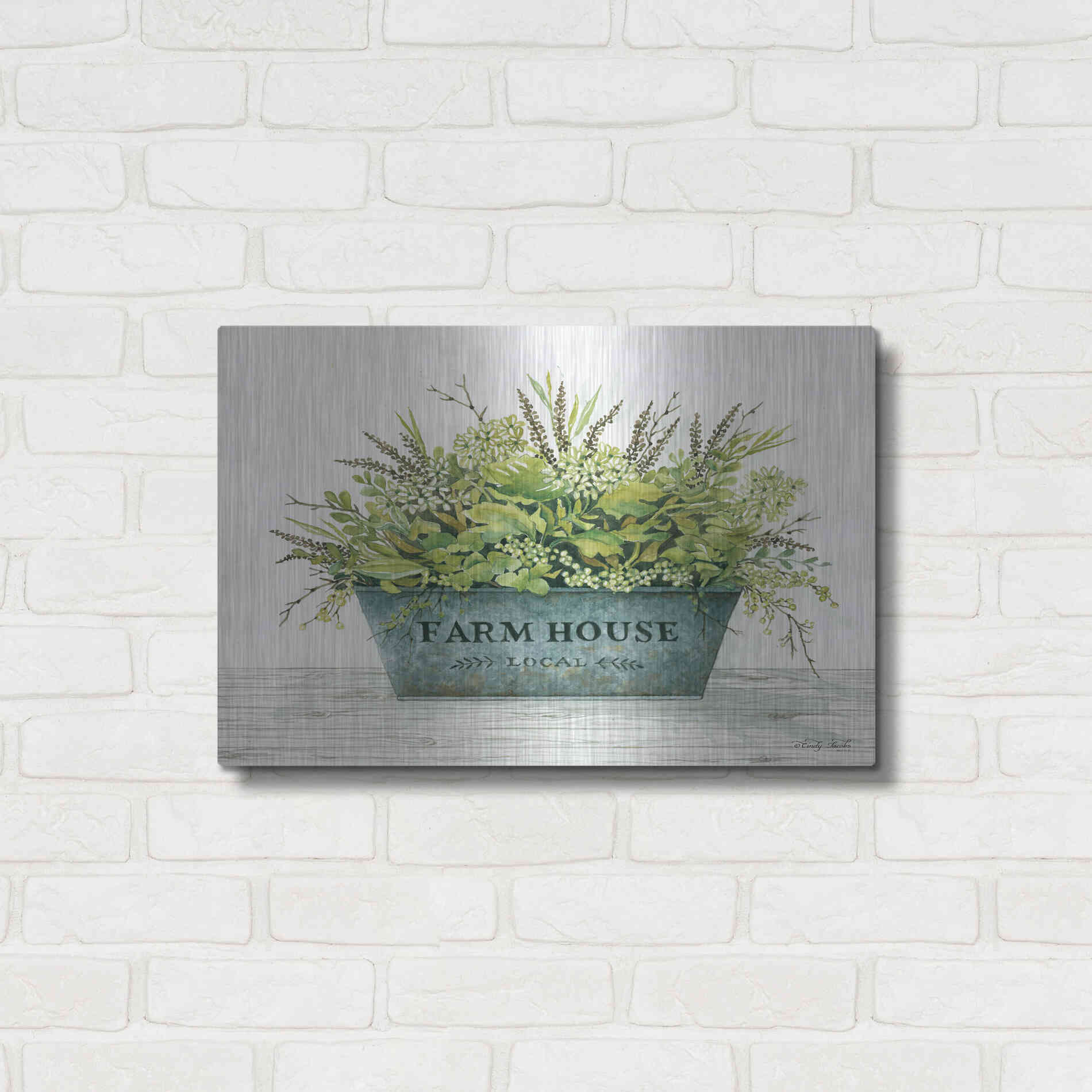 Luxe Metal Art 'Farmhouse Local' by Cindy Jacobs, Metal Wall Art,24x16