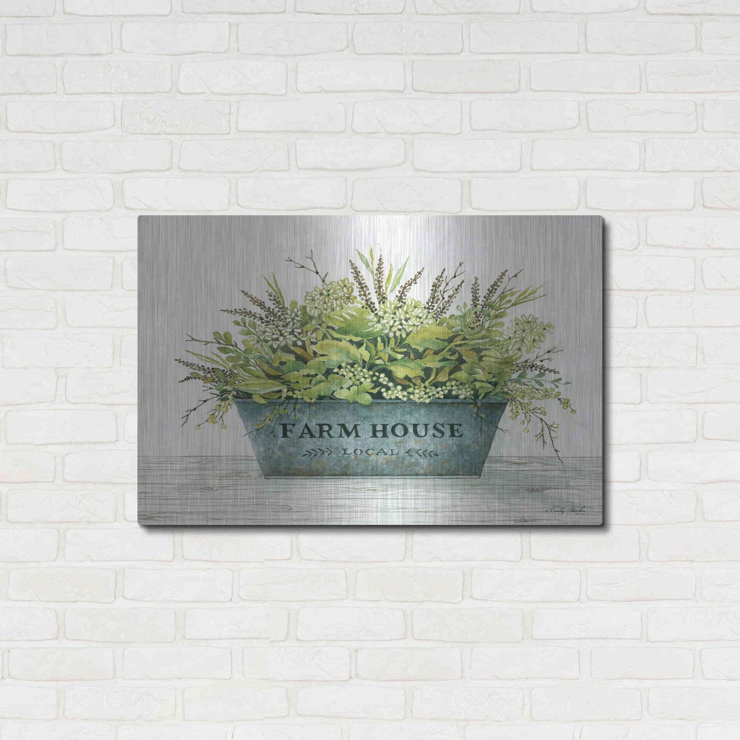 Luxe Metal Art 'Farmhouse Local' by Cindy Jacobs, Metal Wall Art,36x24