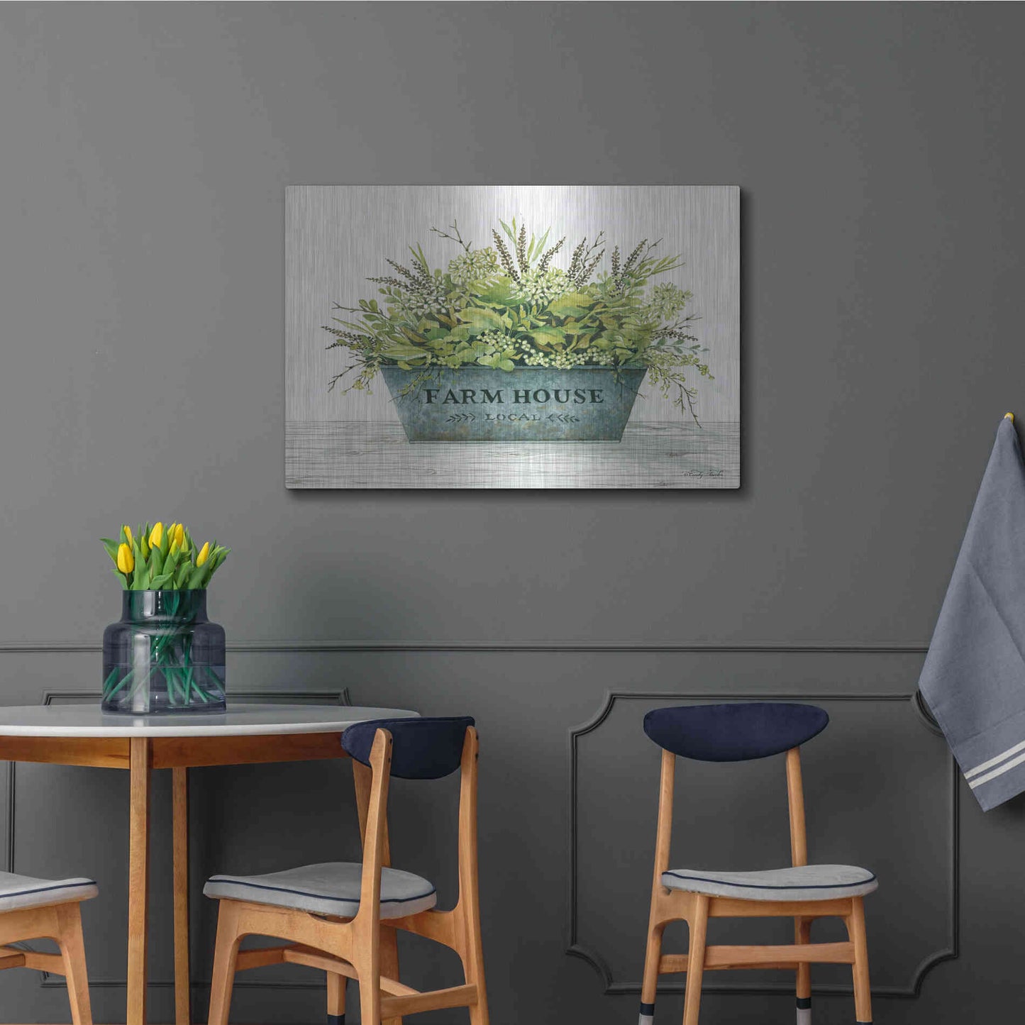 Luxe Metal Art 'Farmhouse Local' by Cindy Jacobs, Metal Wall Art,36x24