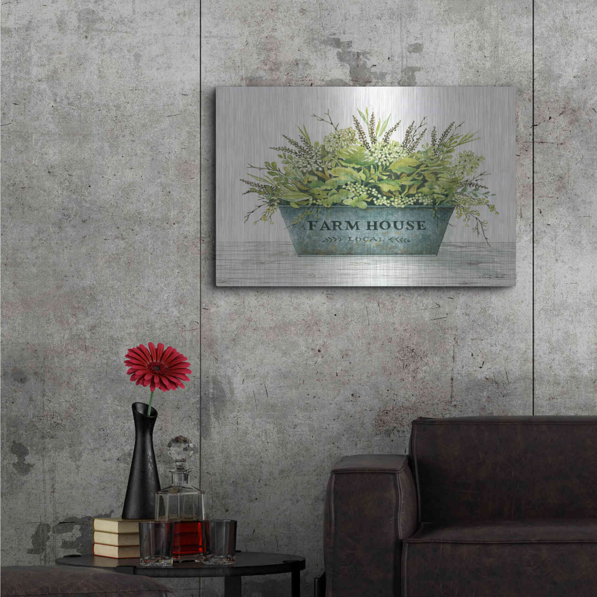 Luxe Metal Art 'Farmhouse Local' by Cindy Jacobs, Metal Wall Art,36x24