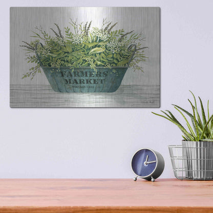 Luxe Metal Art 'Farmer's Market Vintage 1848' by Cindy Jacobs, Metal Wall Art,16x12