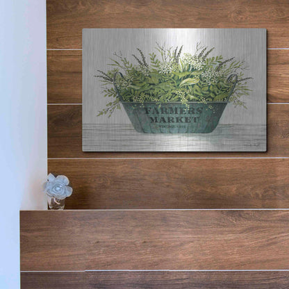 Luxe Metal Art 'Farmer's Market Vintage 1848' by Cindy Jacobs, Metal Wall Art,16x12