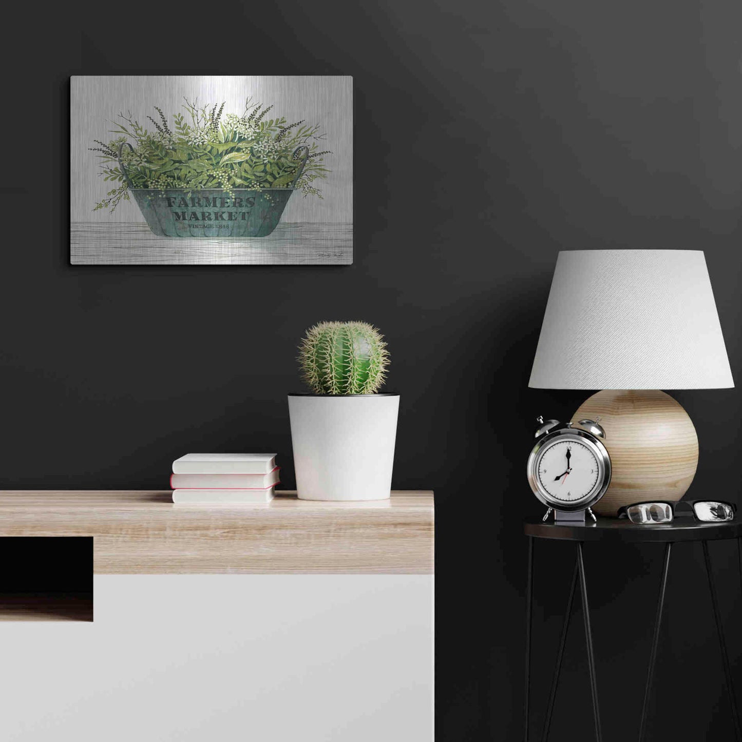 Luxe Metal Art 'Farmer's Market Vintage 1848' by Cindy Jacobs, Metal Wall Art,24x16