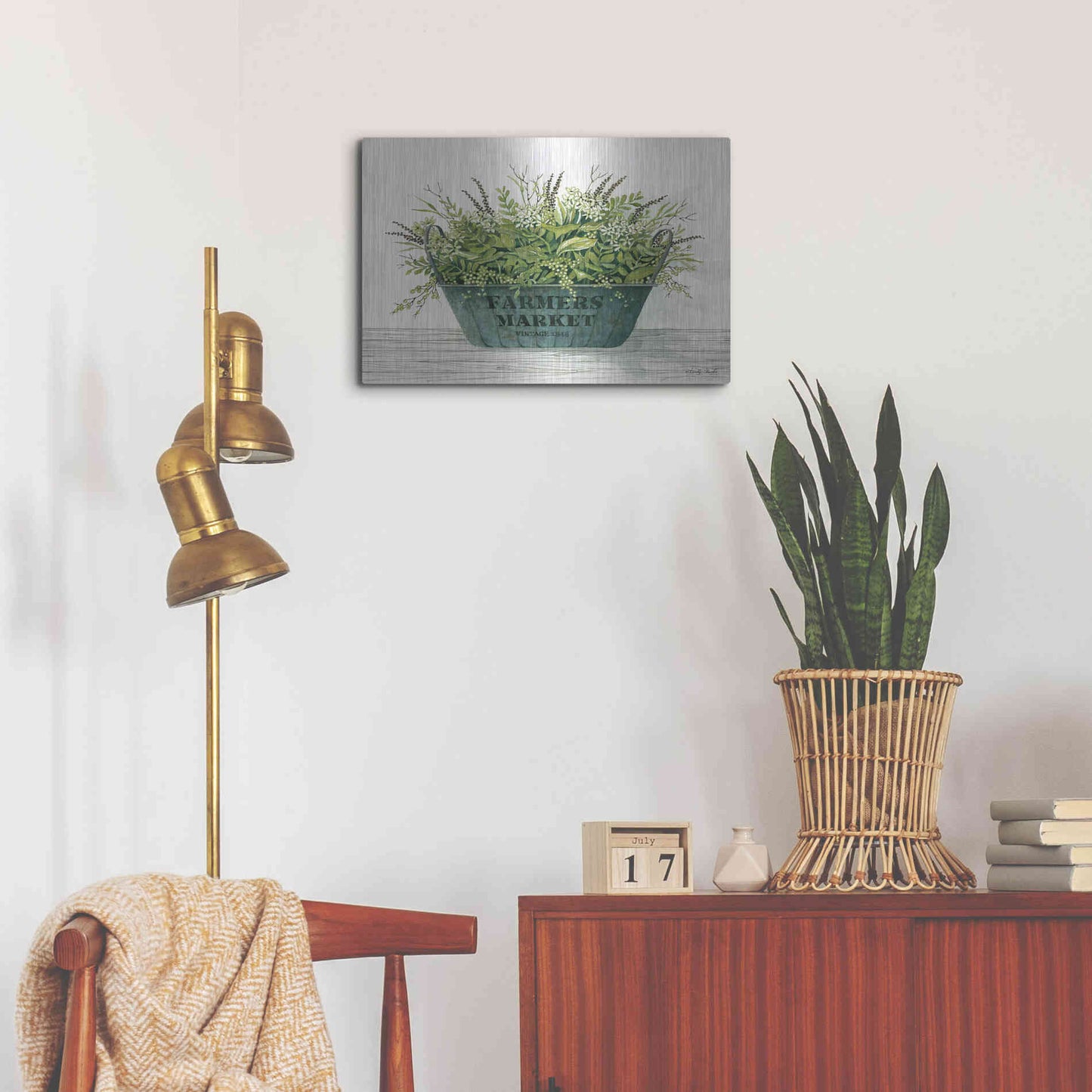 Luxe Metal Art 'Farmer's Market Vintage 1848' by Cindy Jacobs, Metal Wall Art,24x16