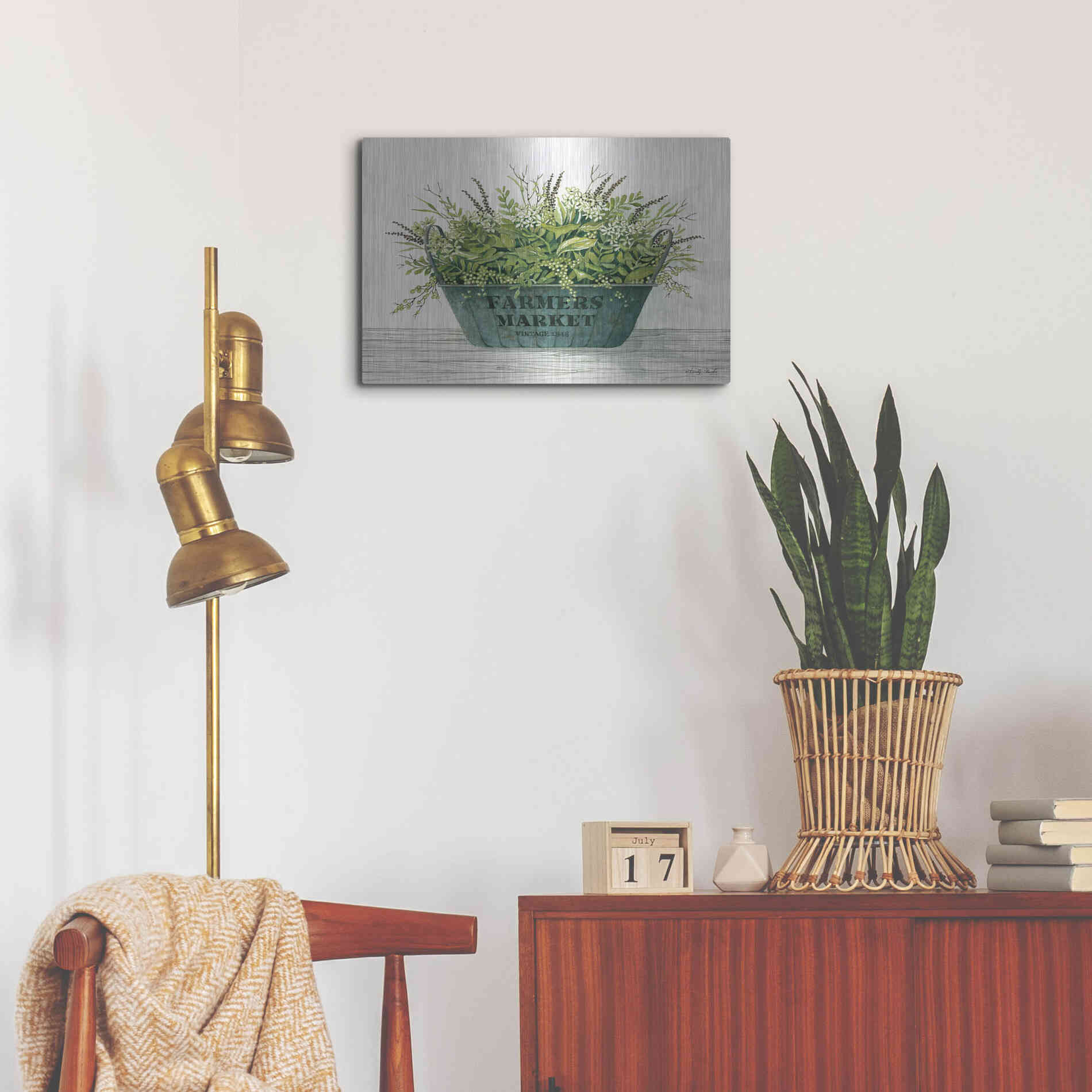 Luxe Metal Art 'Farmer's Market Vintage 1848' by Cindy Jacobs, Metal Wall Art,24x16