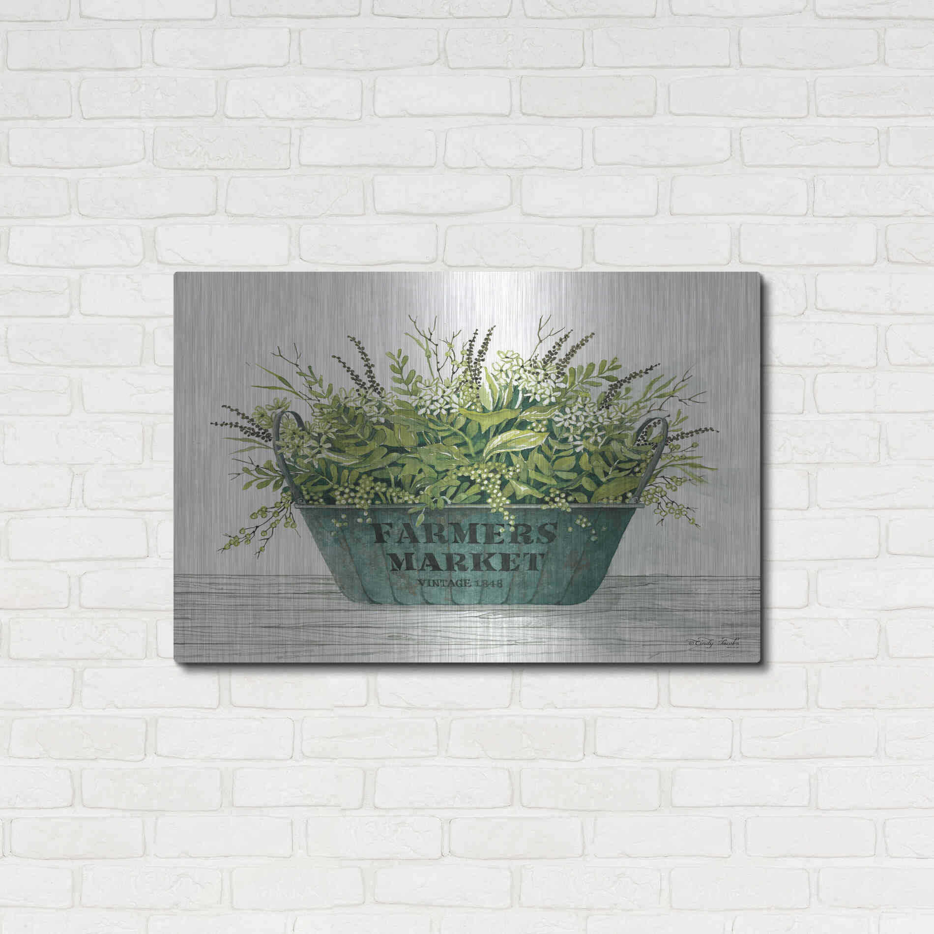 Luxe Metal Art 'Farmer's Market Vintage 1848' by Cindy Jacobs, Metal Wall Art,36x24