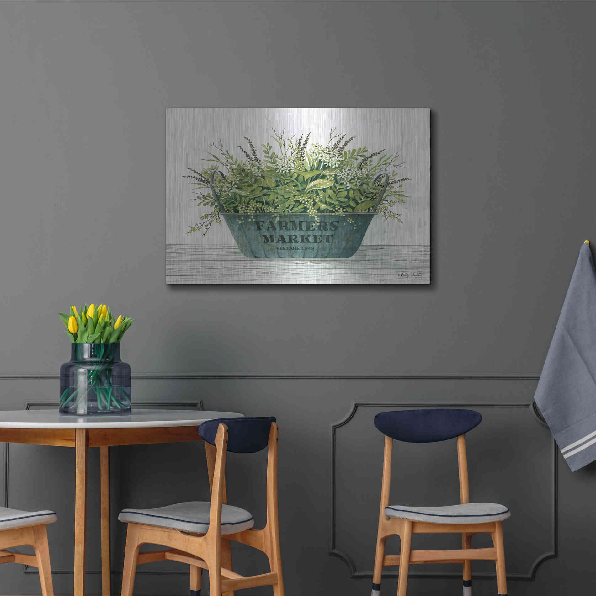 Luxe Metal Art 'Farmer's Market Vintage 1848' by Cindy Jacobs, Metal Wall Art,36x24