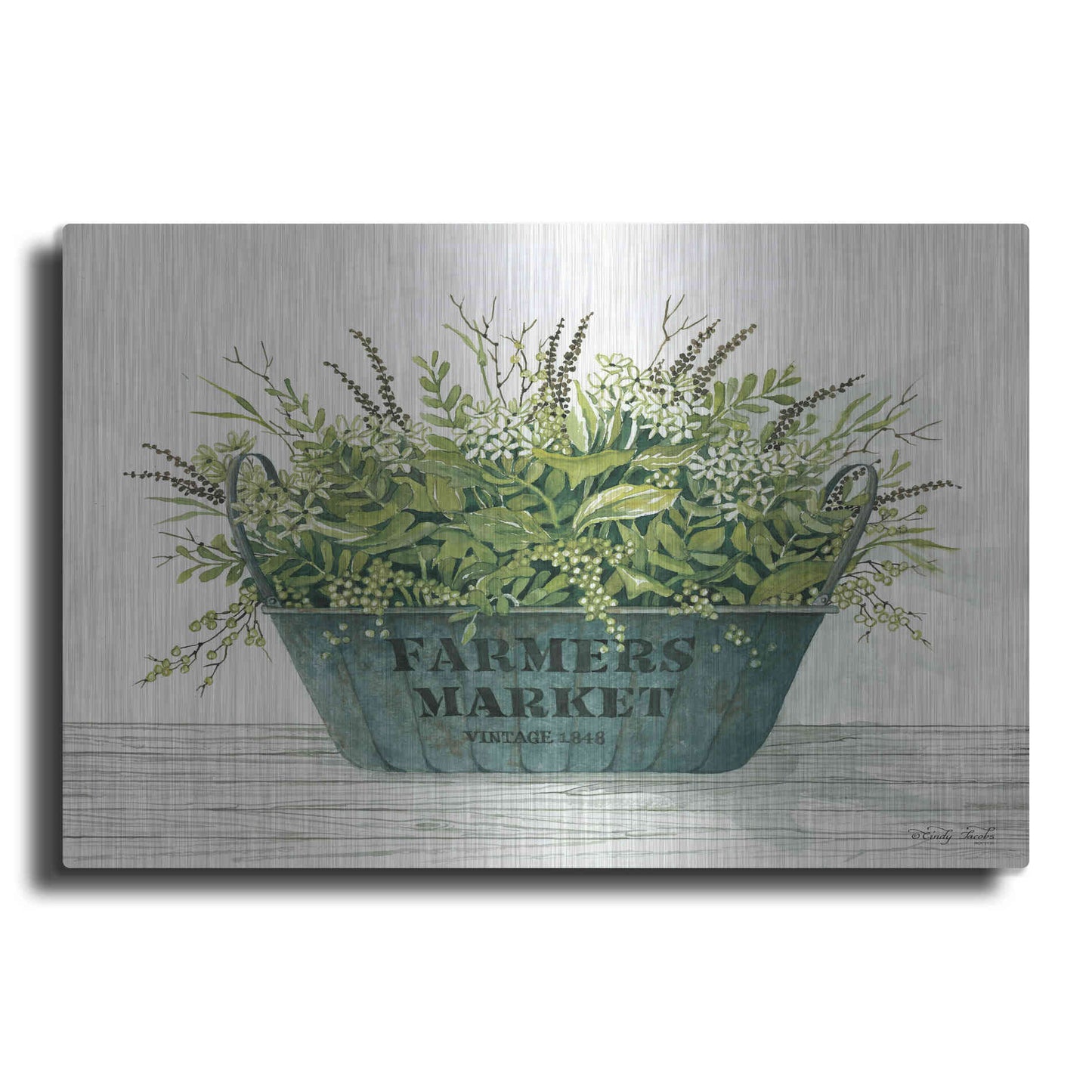 Luxe Metal Art 'Farmer's Market Vintage 1848' by Cindy Jacobs, Metal Wall Art