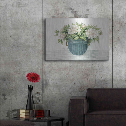 Luxe Metal Art 'Galvanized Pot Peonies' by Cindy Jacobs, Metal Wall Art,36x24