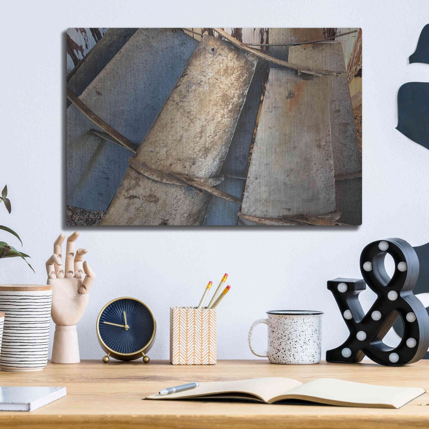Luxe Metal Art 'Windmill Blades' by Cindy Jacobs, Metal Wall Art,16x12
