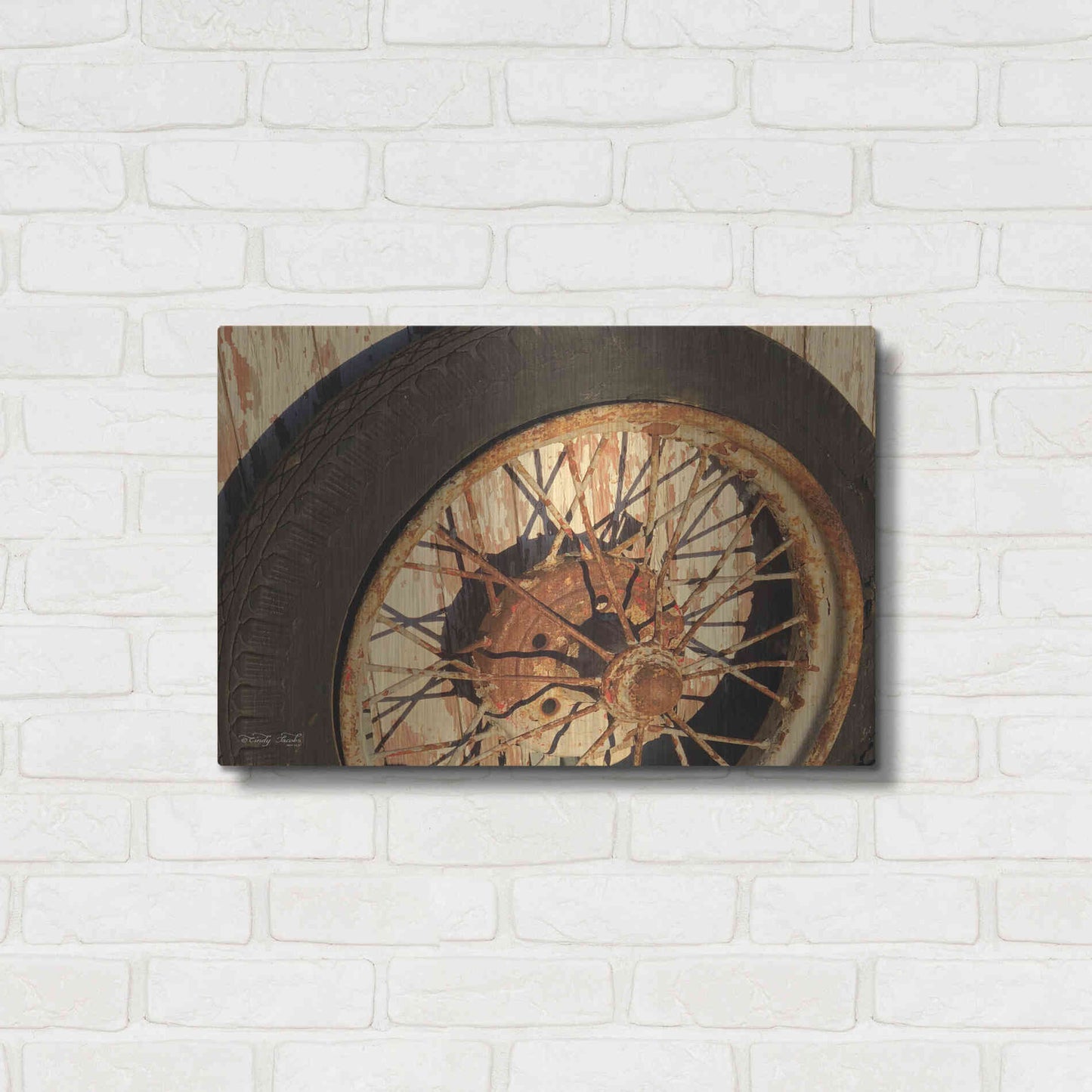 Luxe Metal Art 'Tire' by Cindy Jacobs, Metal Wall Art,24x16