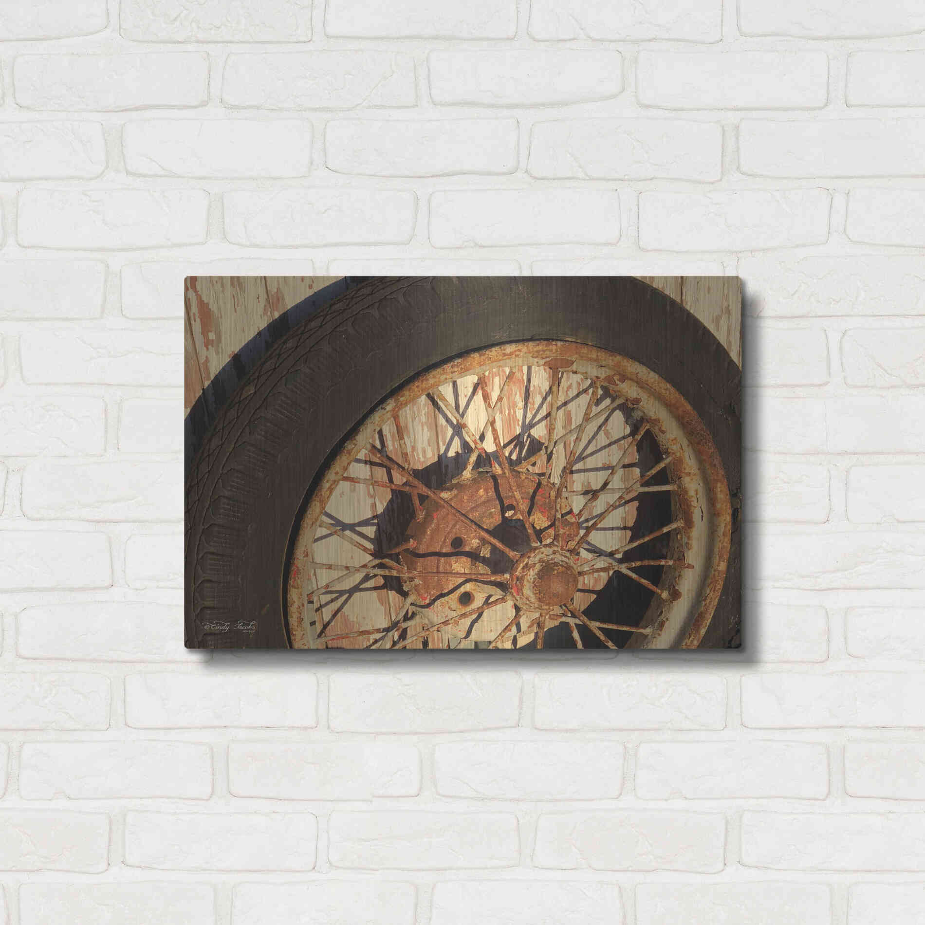 Luxe Metal Art 'Tire' by Cindy Jacobs, Metal Wall Art,24x16
