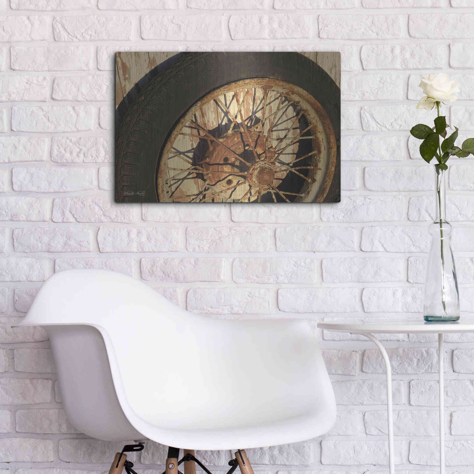 Luxe Metal Art 'Tire' by Cindy Jacobs, Metal Wall Art,24x16