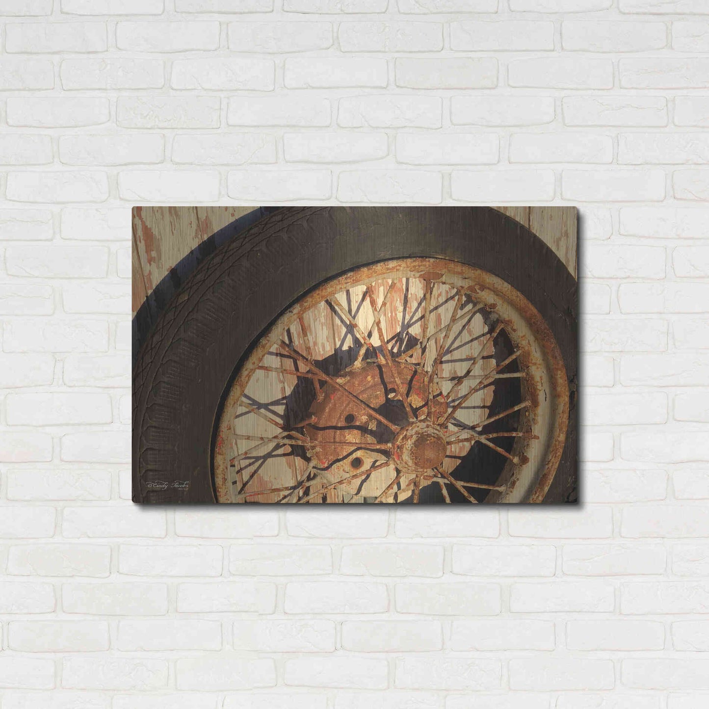 Luxe Metal Art 'Tire' by Cindy Jacobs, Metal Wall Art,36x24