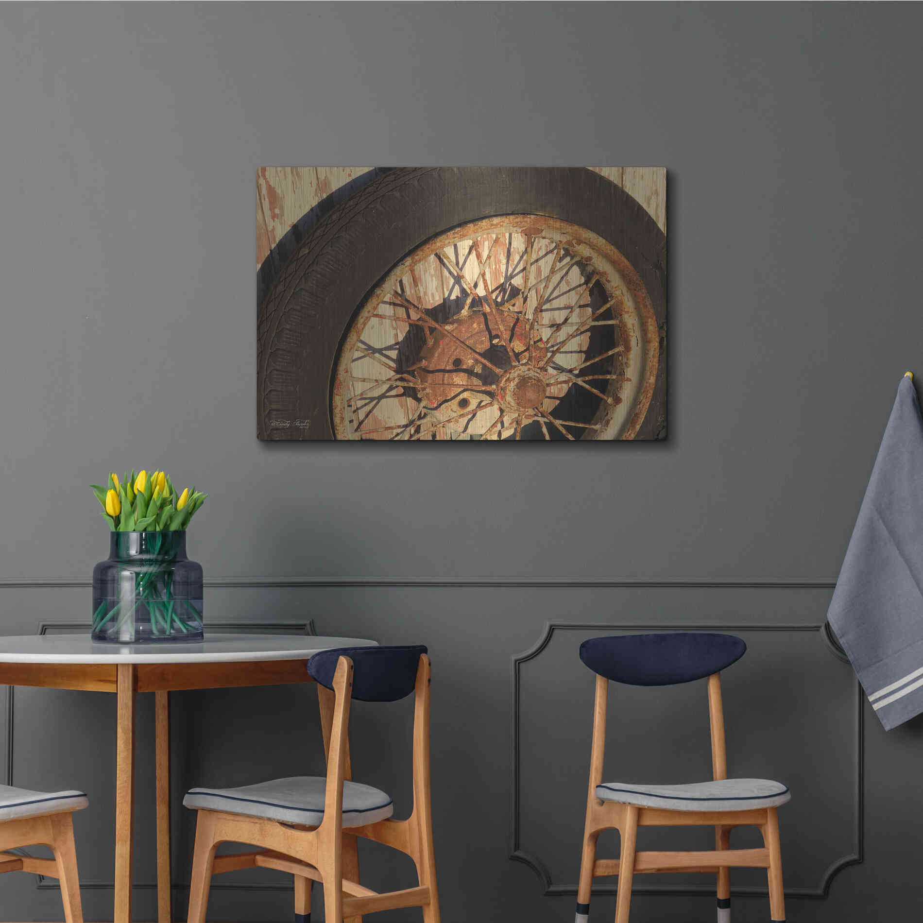 Luxe Metal Art 'Tire' by Cindy Jacobs, Metal Wall Art,36x24