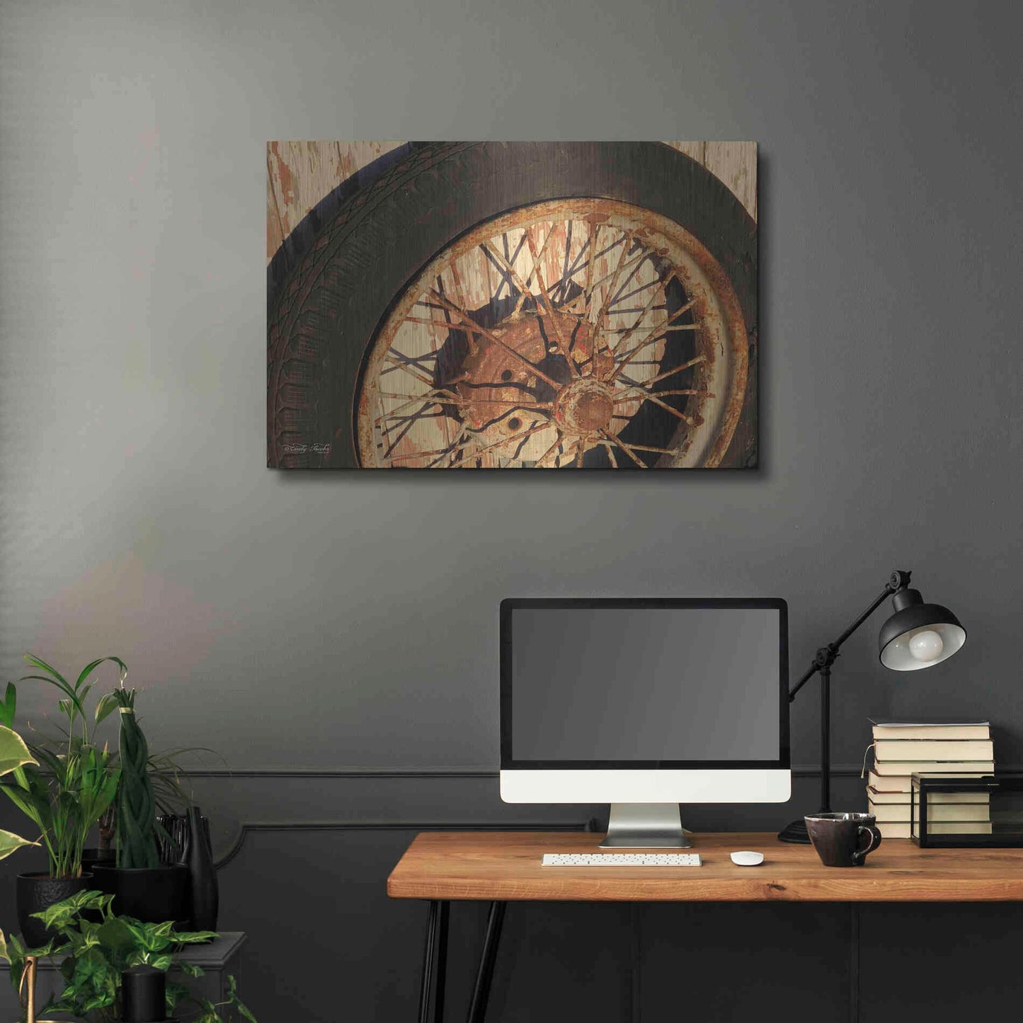 Luxe Metal Art 'Tire' by Cindy Jacobs, Metal Wall Art,36x24