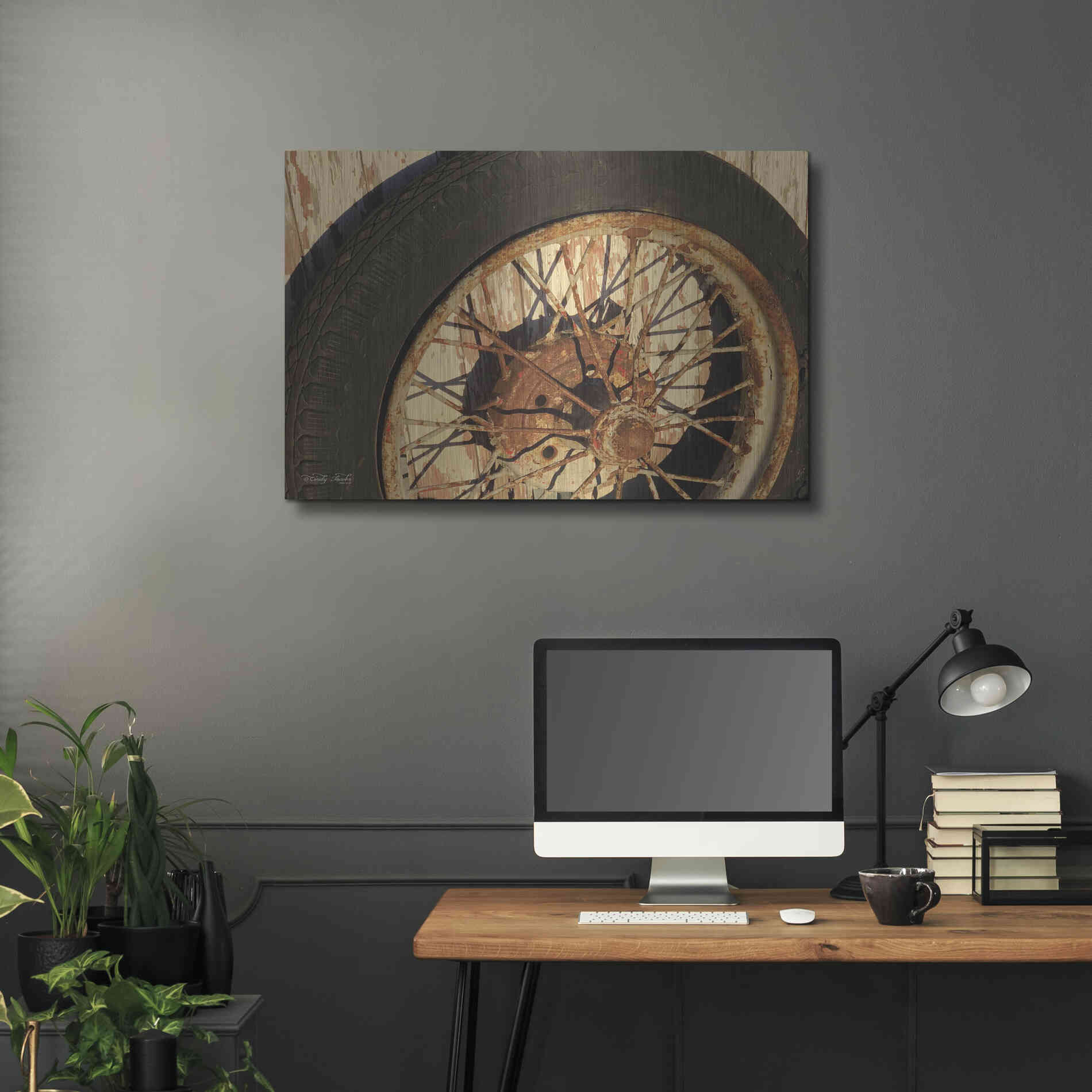 Luxe Metal Art 'Tire' by Cindy Jacobs, Metal Wall Art,36x24