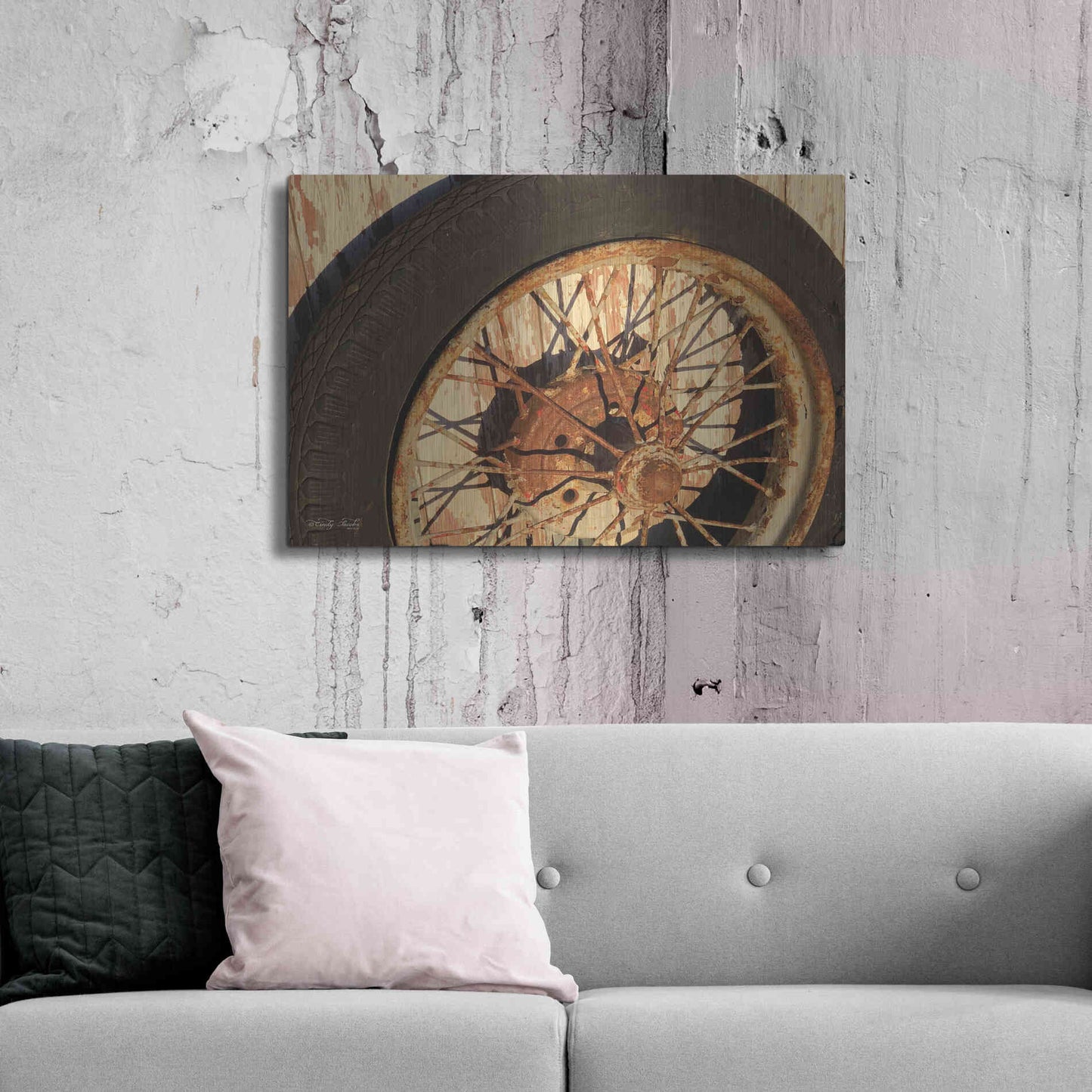 Luxe Metal Art 'Tire' by Cindy Jacobs, Metal Wall Art,36x24