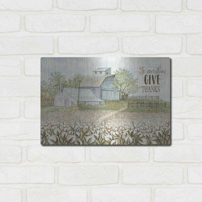 Luxe Metal Art 'In Everything Give Thanks Farmhouse' by Cindy Jacobs, Metal Wall Art,16x12