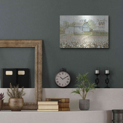 Luxe Metal Art 'In Everything Give Thanks Farmhouse' by Cindy Jacobs, Metal Wall Art,16x12
