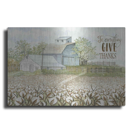 Luxe Metal Art 'In Everything Give Thanks Farmhouse' by Cindy Jacobs, Metal Wall Art