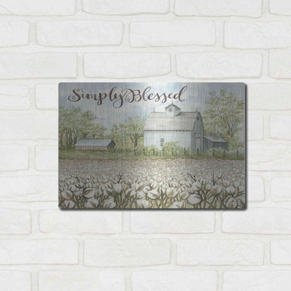 Luxe Metal Art 'Simply Blessed Farmhouse' by Cindy Jacobs, Metal Wall Art,16x12