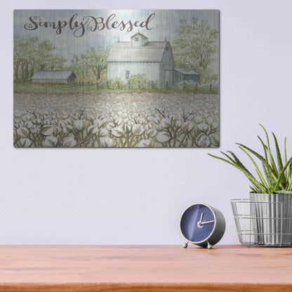 Luxe Metal Art 'Simply Blessed Farmhouse' by Cindy Jacobs, Metal Wall Art,16x12