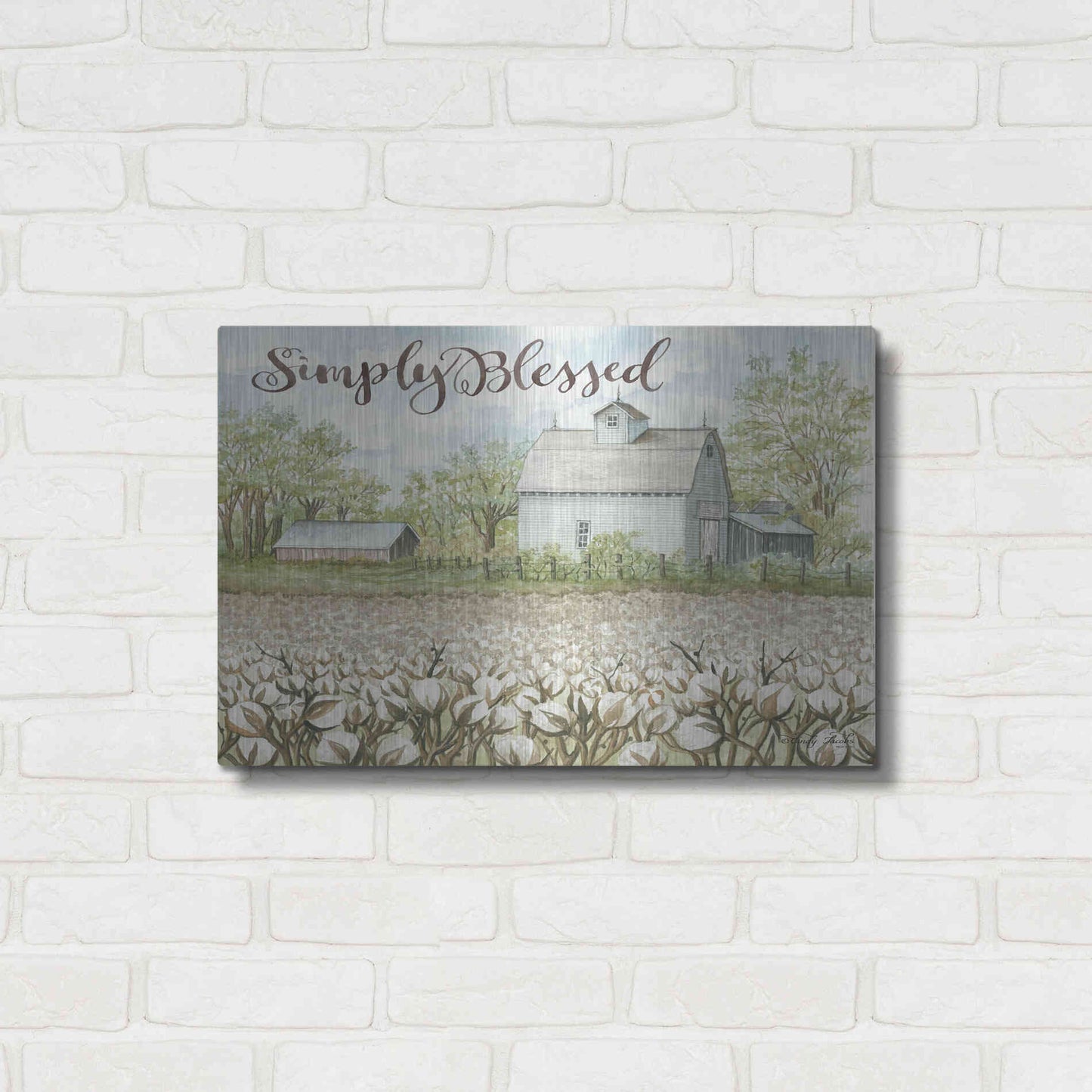 Luxe Metal Art 'Simply Blessed Farmhouse' by Cindy Jacobs, Metal Wall Art,24x16