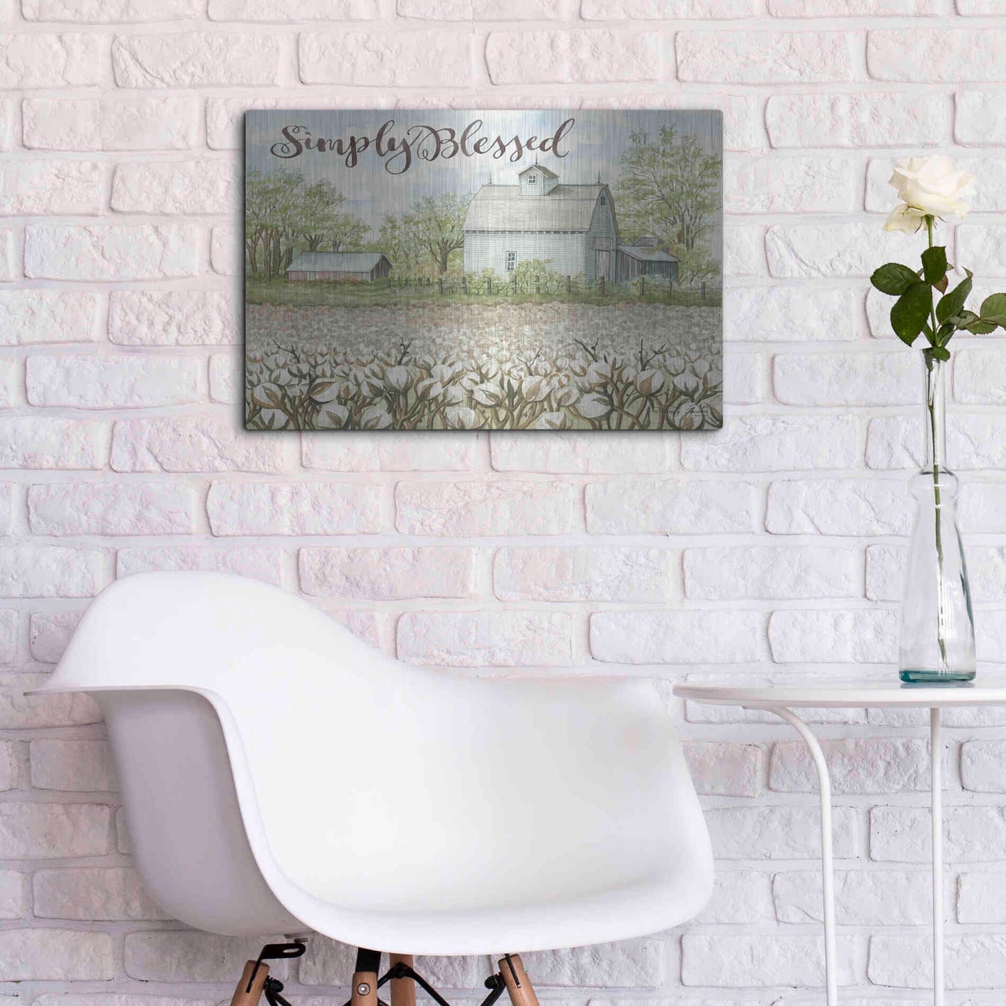 Luxe Metal Art 'Simply Blessed Farmhouse' by Cindy Jacobs, Metal Wall Art,24x16