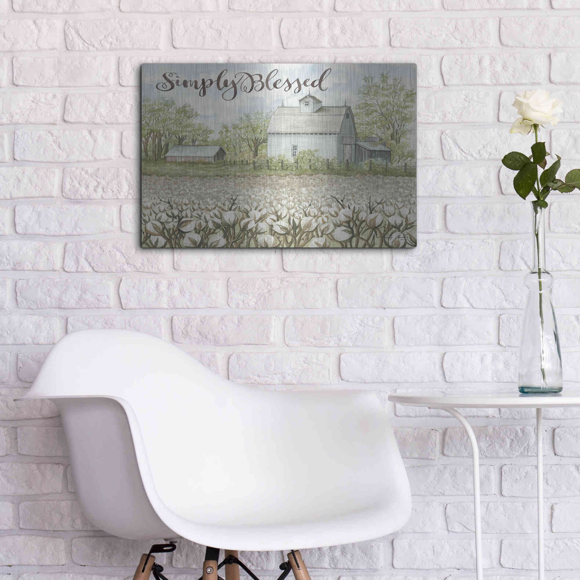 Luxe Metal Art 'Simply Blessed Farmhouse' by Cindy Jacobs, Metal Wall Art,24x16