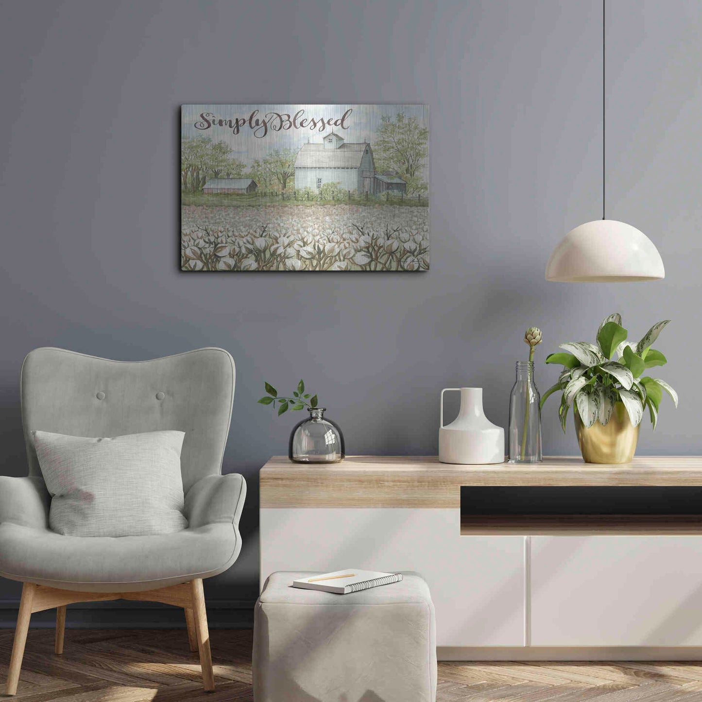 Luxe Metal Art 'Simply Blessed Farmhouse' by Cindy Jacobs, Metal Wall Art,24x16