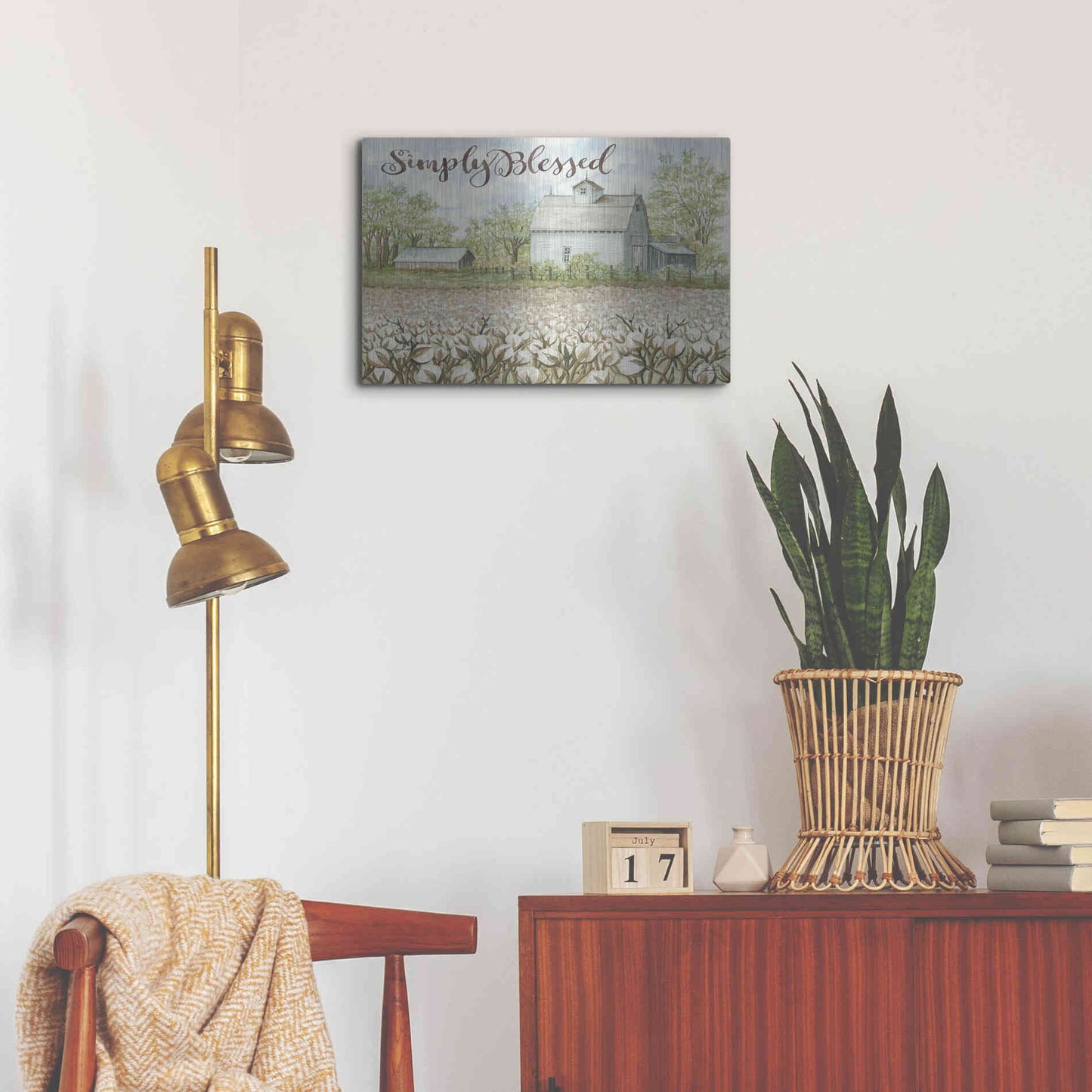 Luxe Metal Art 'Simply Blessed Farmhouse' by Cindy Jacobs, Metal Wall Art,24x16